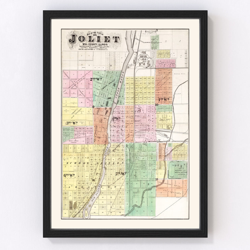 Will County Vintage Map 1873