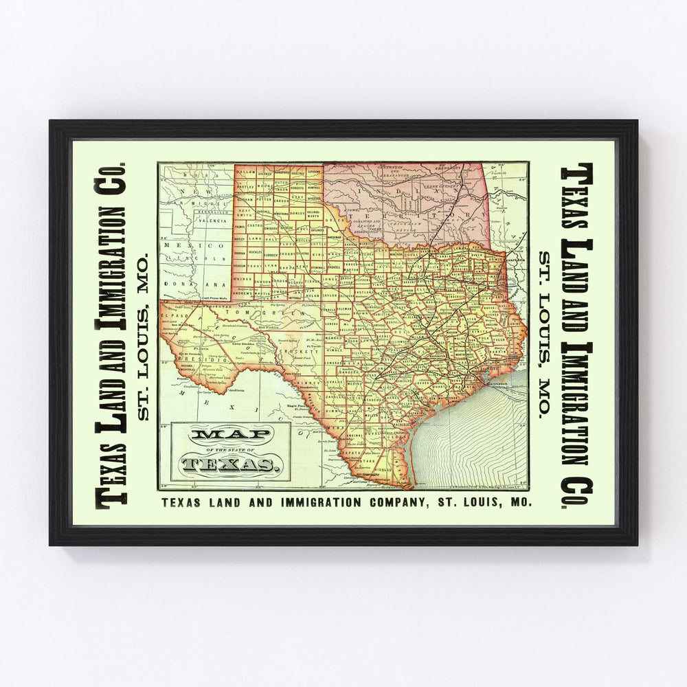 Texas Vintage Map 1876