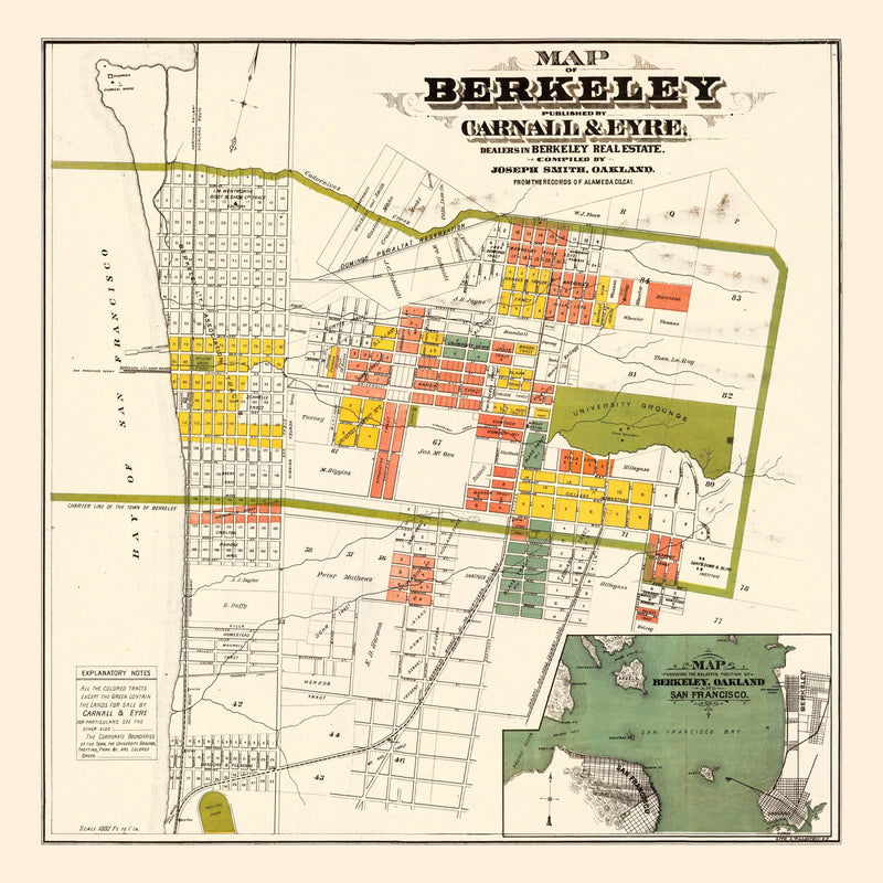 Size comparison using Vintage Map of Berkeley, California 1880