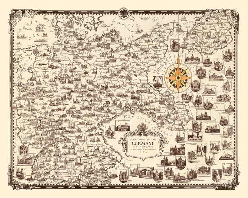 Size comparison using Vintage Map of Germany 1935