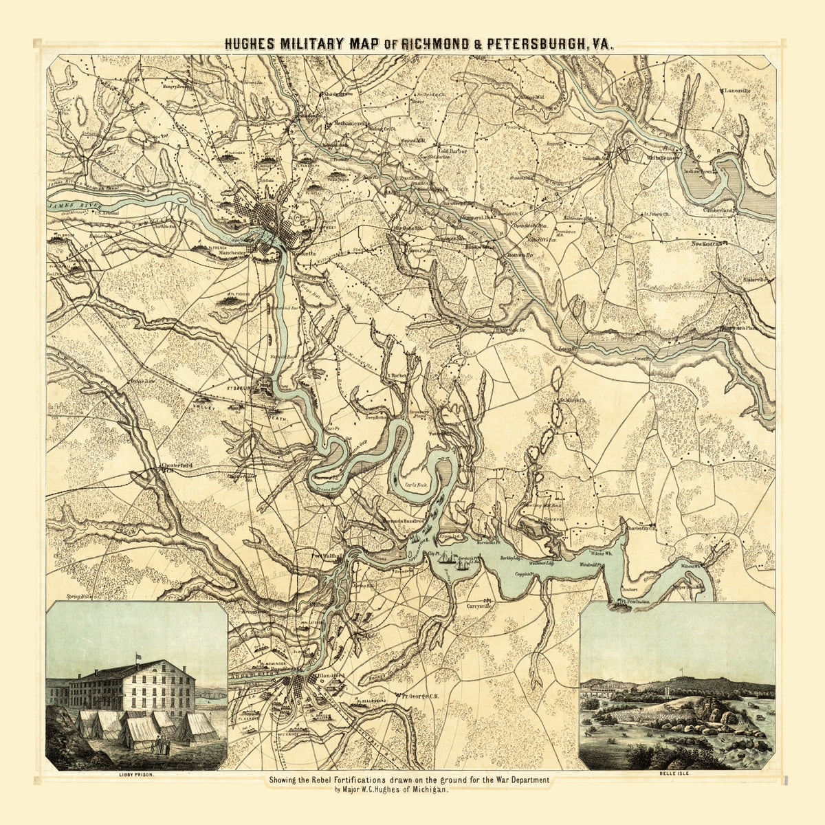 Preview of Vintage Map of Richmond & Petersburgh Virginia, 1864