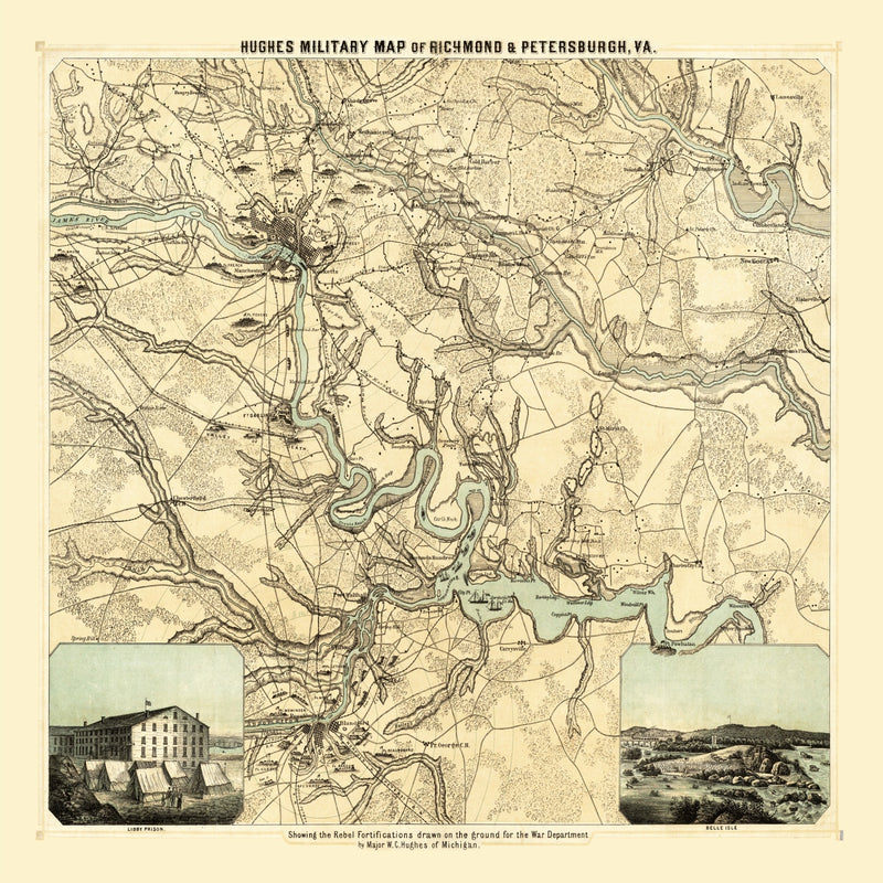 Size comparison using Vintage Map of Richmond & Petersburgh Virginia, 1864