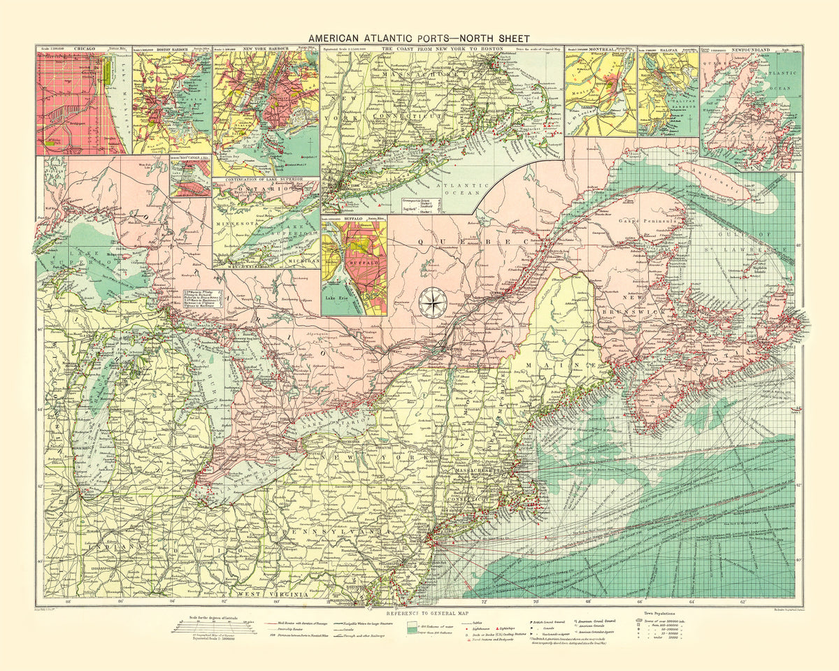 Preview of Vintage Map of American Atlantic Ports, 1922