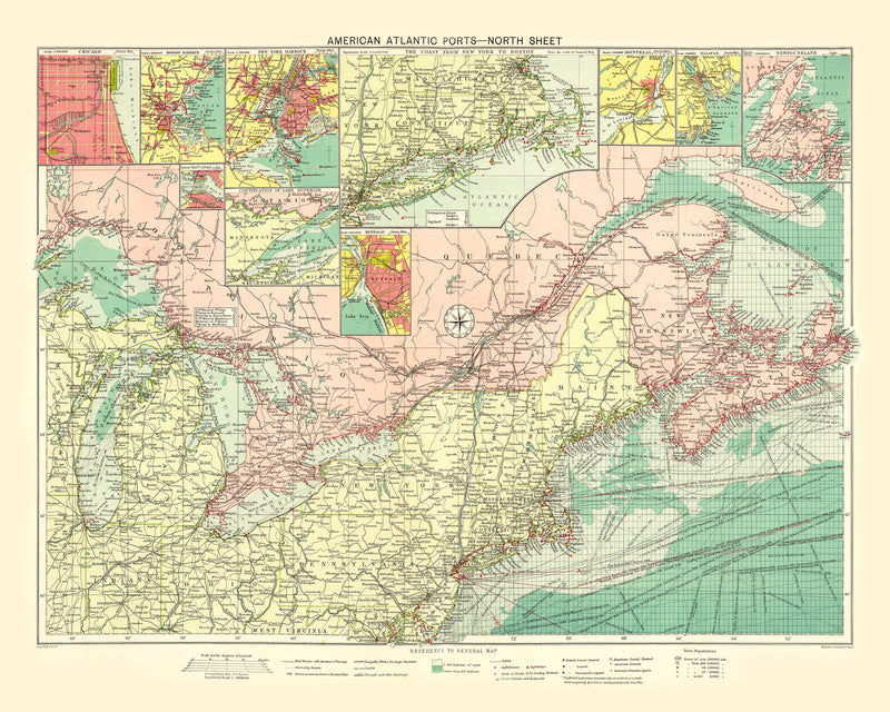 Size comparison using Vintage Map of American Atlantic Ports, 1922