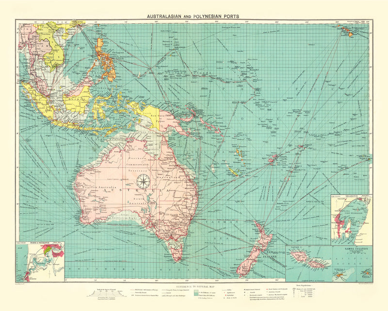 Size comparison using Vintage Map of Australasian & Polynesian Ports, 1922