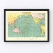 Pacific Ocean Vintage Map 1922