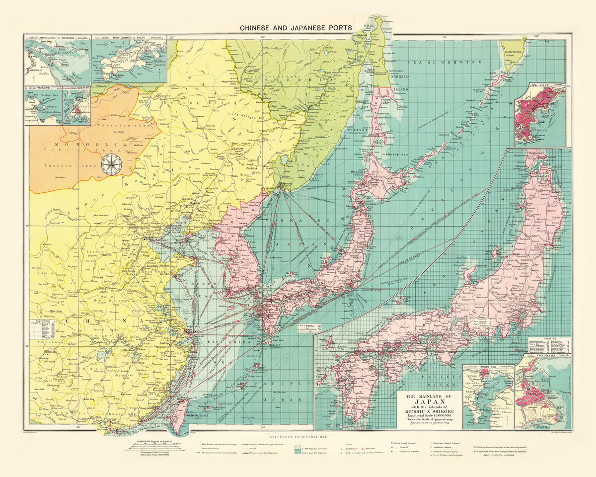 Preview of Vintage Map of Chinese & Japanese Ports, 1922