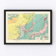 Chinese & Japanese Ports Vintage Map 1922