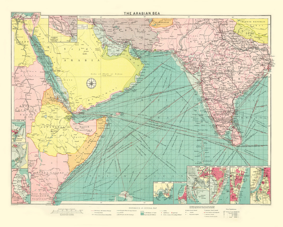 Preview of Vintage Map of Arabian Sea, 1922