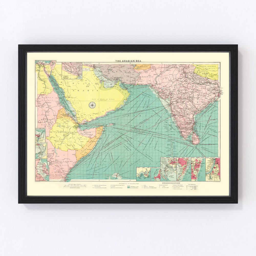 Arabian Sea Vintage Map 1922