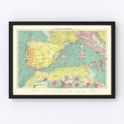 Western Mediterranean Sea Vintage Map 1922