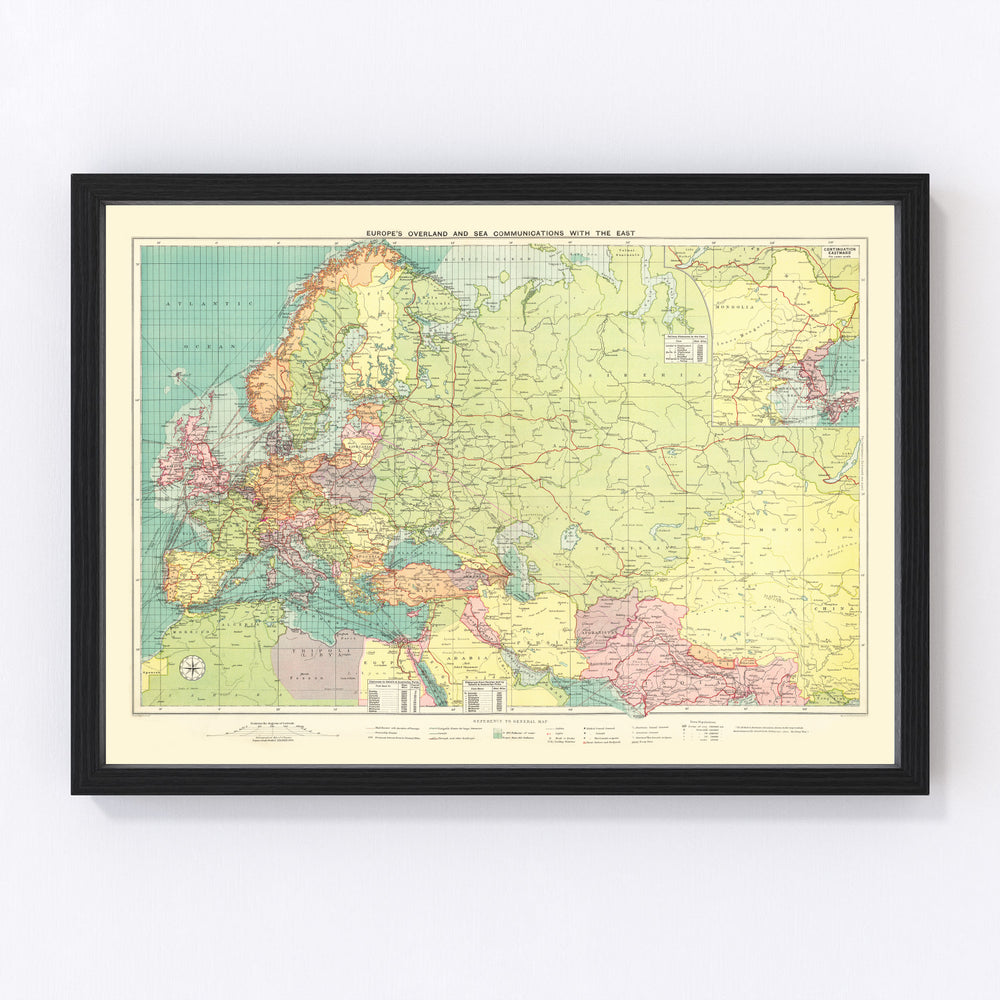 Europe Vintage Map 1922