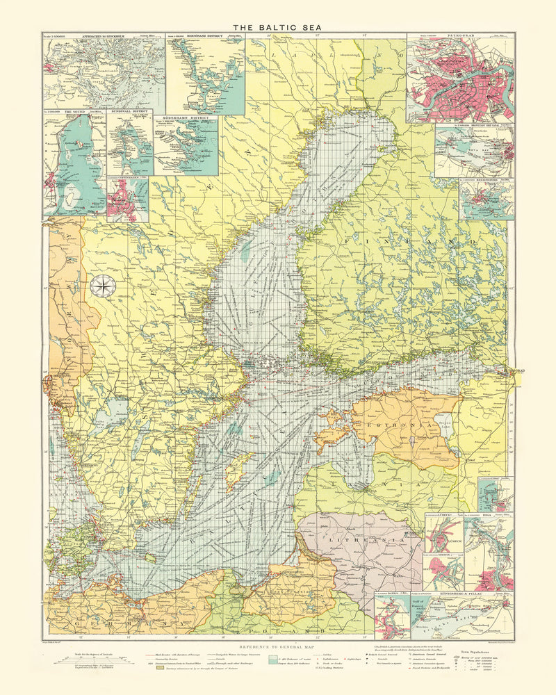 Size comparison using Vintage Map of Baltic Sea, 1922