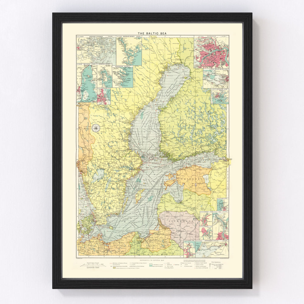 Baltic Sea Vintage Map 1922