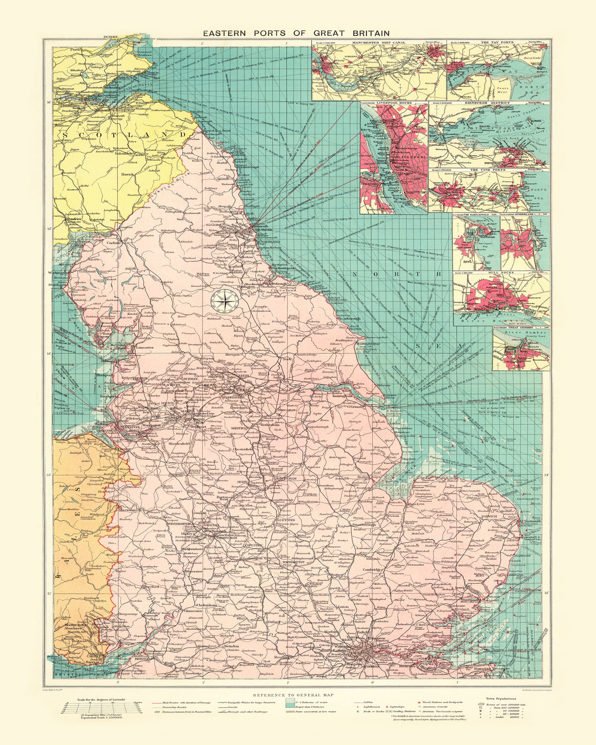 Preview of Vintage Map of Eastern Great Britain Ports, 1922