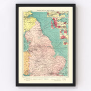 Eastern Great Britain Ports Vintage Map 1922