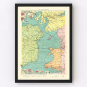 Irish Channel Vintage Map 1922