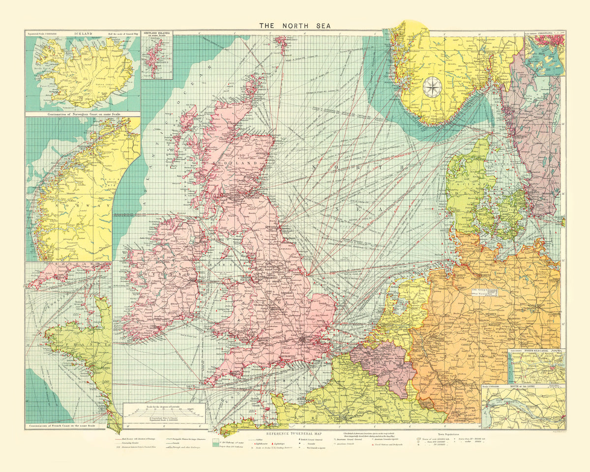 Preview of Vintage Map of North Sea, 1922
