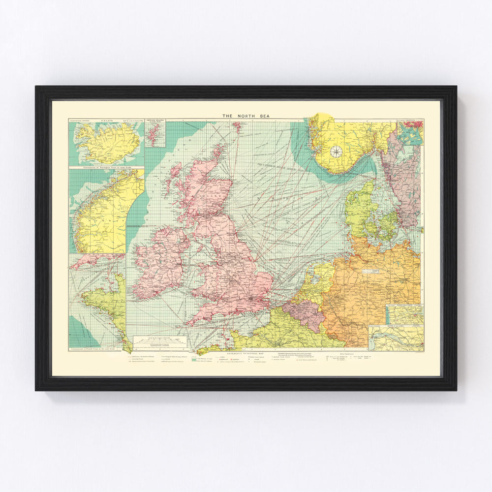 North Sea Vintage Map 1922