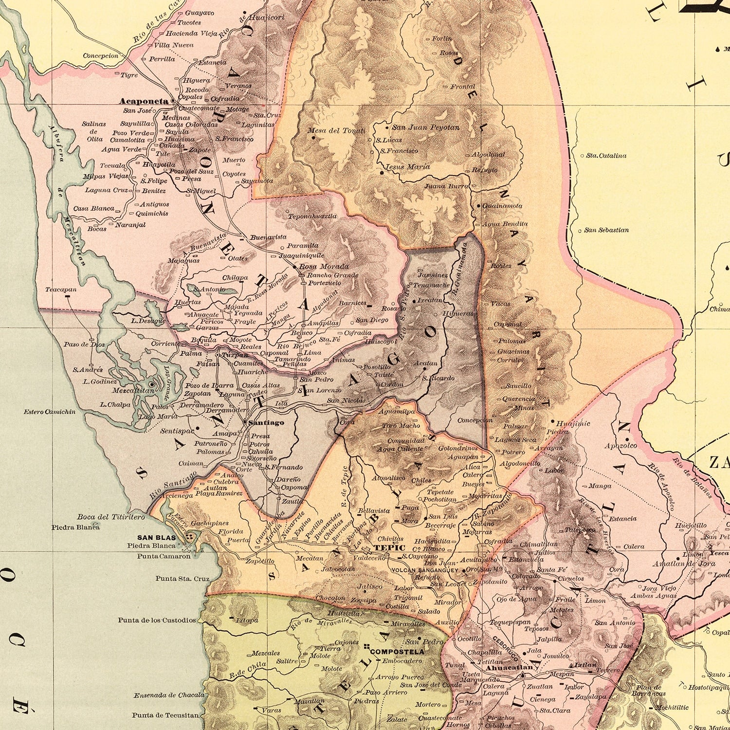 Restored historic details from the 1886 city map of Tepic