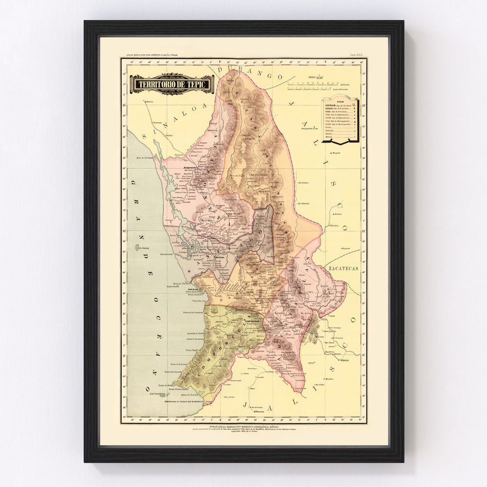 Tepic Vintage Map 1886