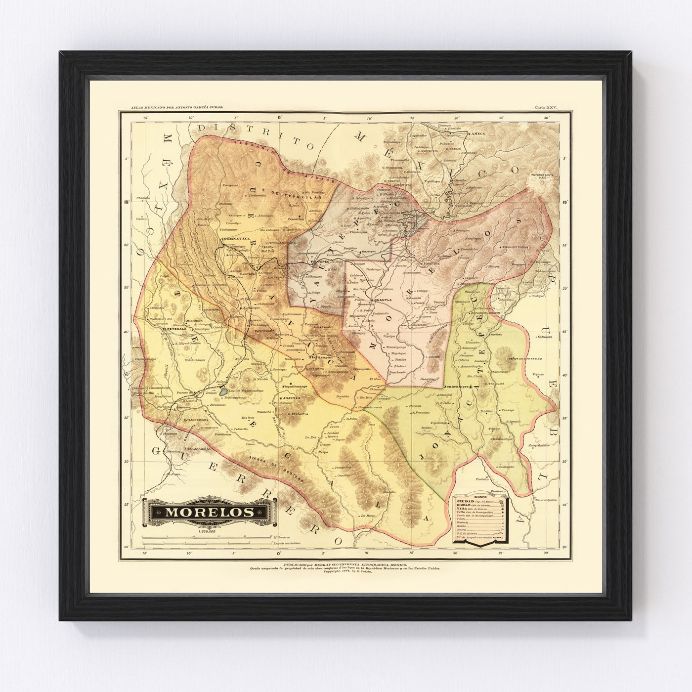 Morelos Mexico Vintage Map 1886