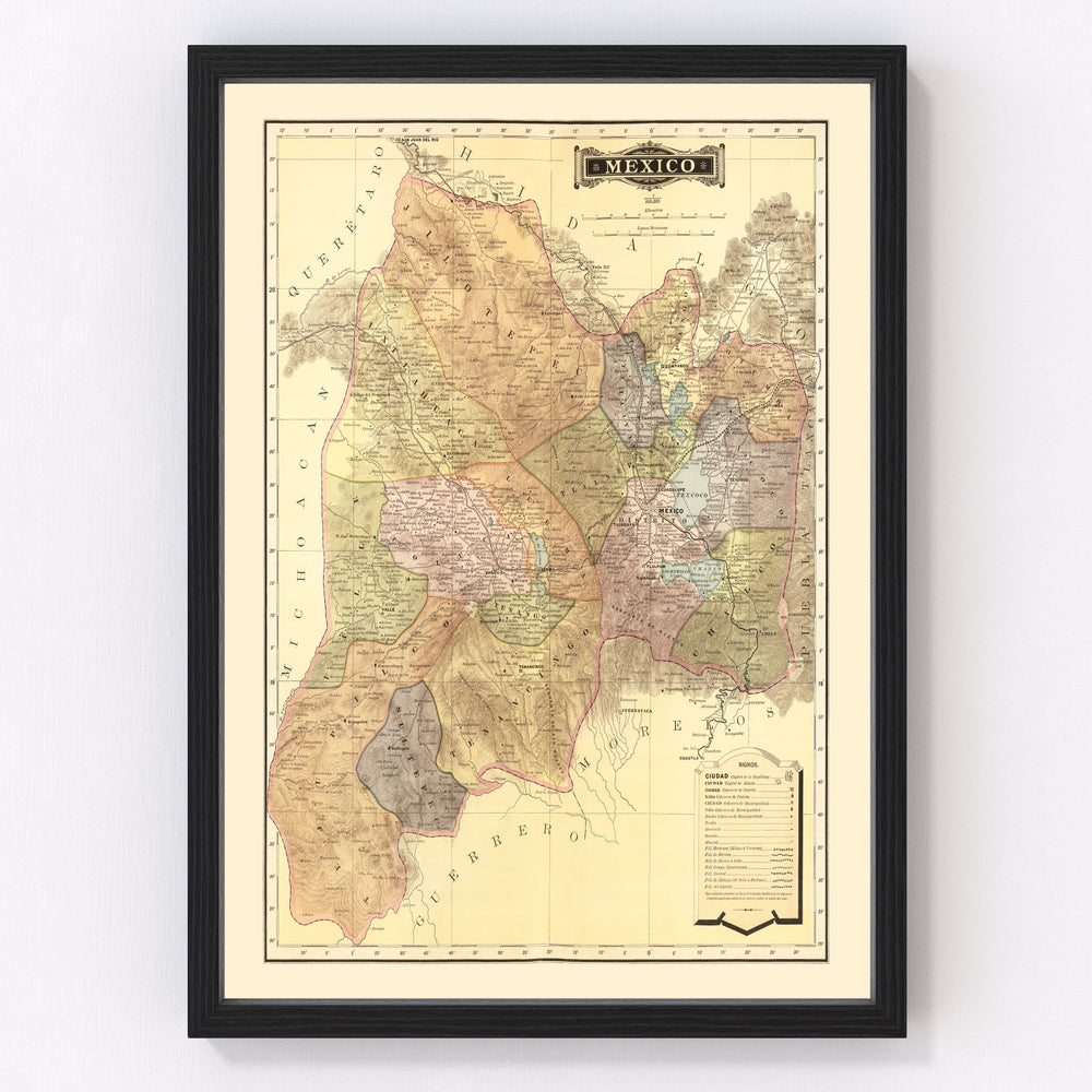 Mexico Vintage Map 1886