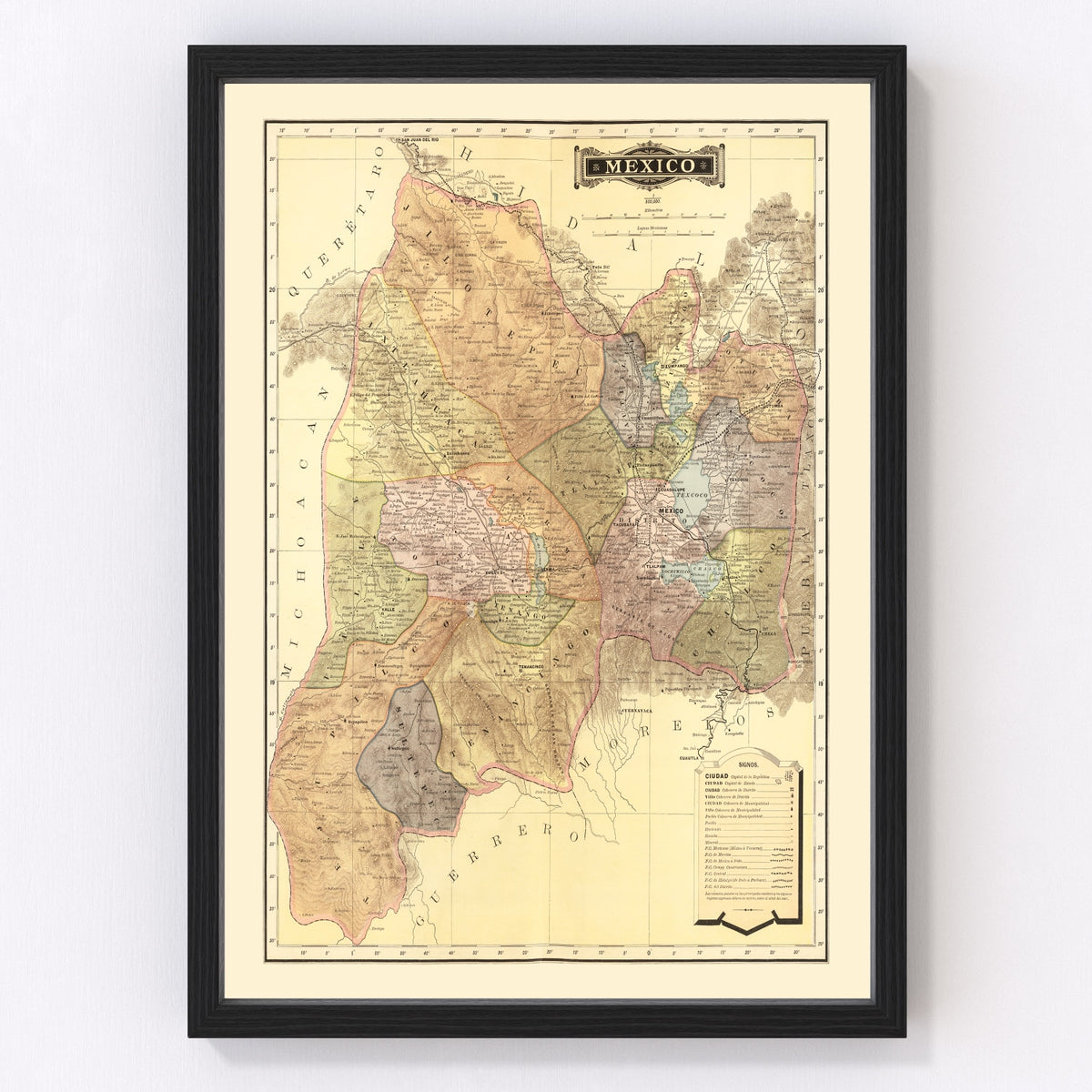 Mexico Vintage Map 1886