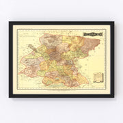 Guanajuato Mexico Vintage Map 1886