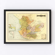 Jalisco Mexico Vintage Map 1886