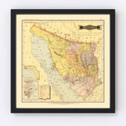 Sonora Mexico Vintage Map 1886
