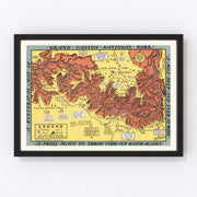Grand Canyon National Park Vintage Map 1940