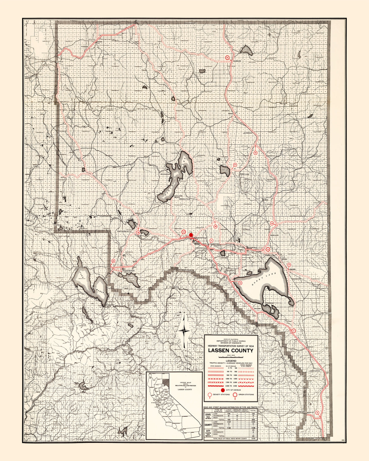 Preview of Vintage Map of Lassen County, California 1935