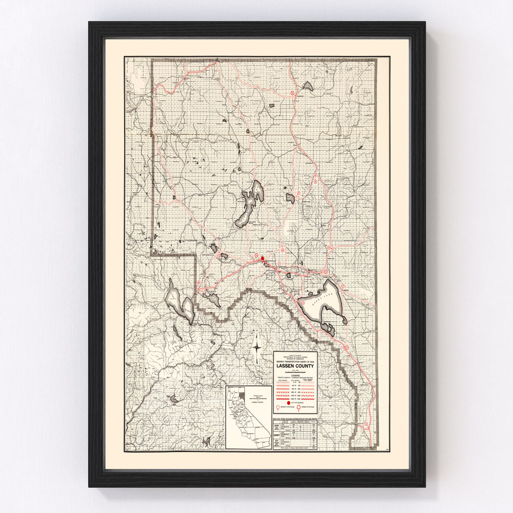 Lassen County Vintage Map 1935