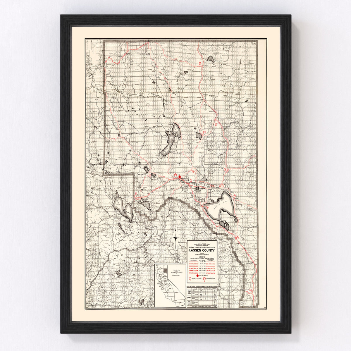 Lassen County Vintage Map 1935
