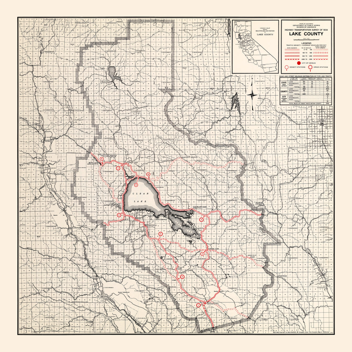 Preview of Vintage Map of Lake County, California 1935