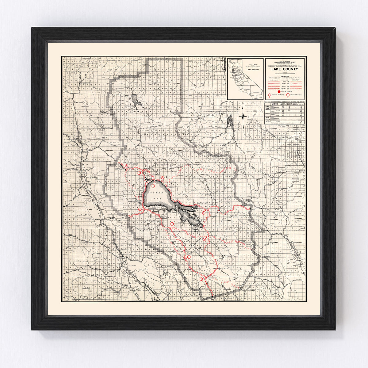Lake County Vintage Map 1935