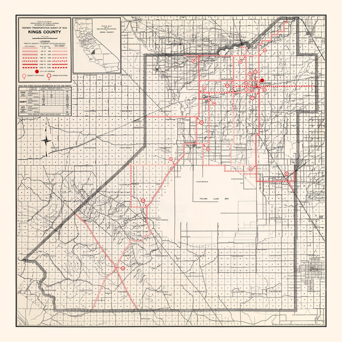 Preview of Vintage Map of Kings County, California 1935