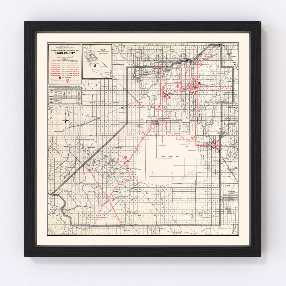 Kings County Vintage Map 1935