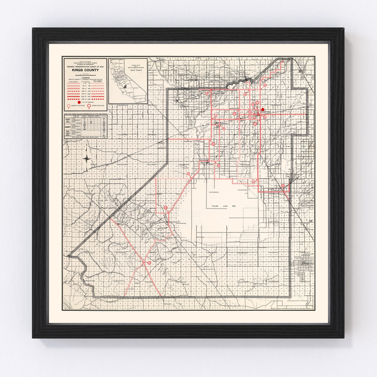 Kings County Vintage Map 1935