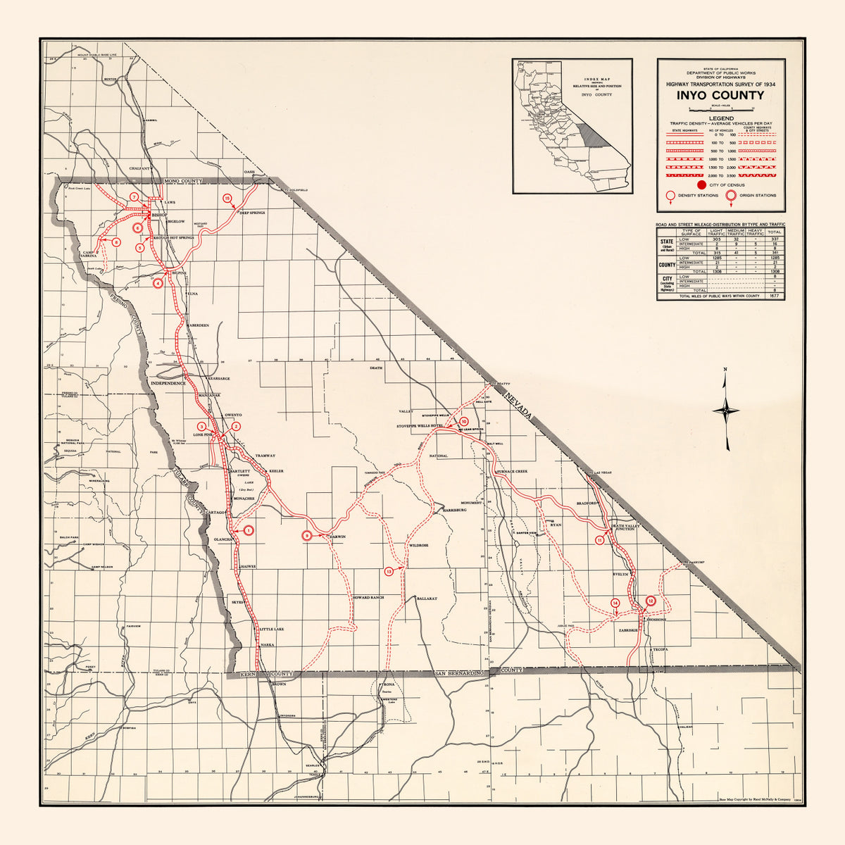 Preview of Vintage Map of Inyo County, California 1935