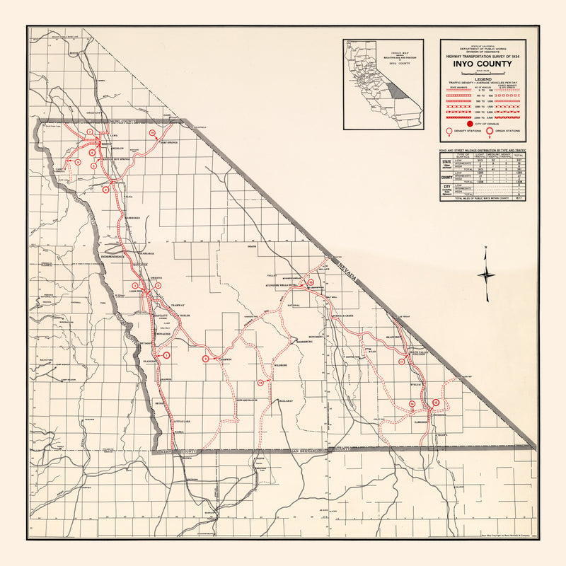 Size comparison using Vintage Map of Inyo County, California 1935