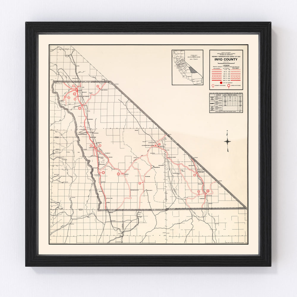 Inyo County Vintage Map 1935
