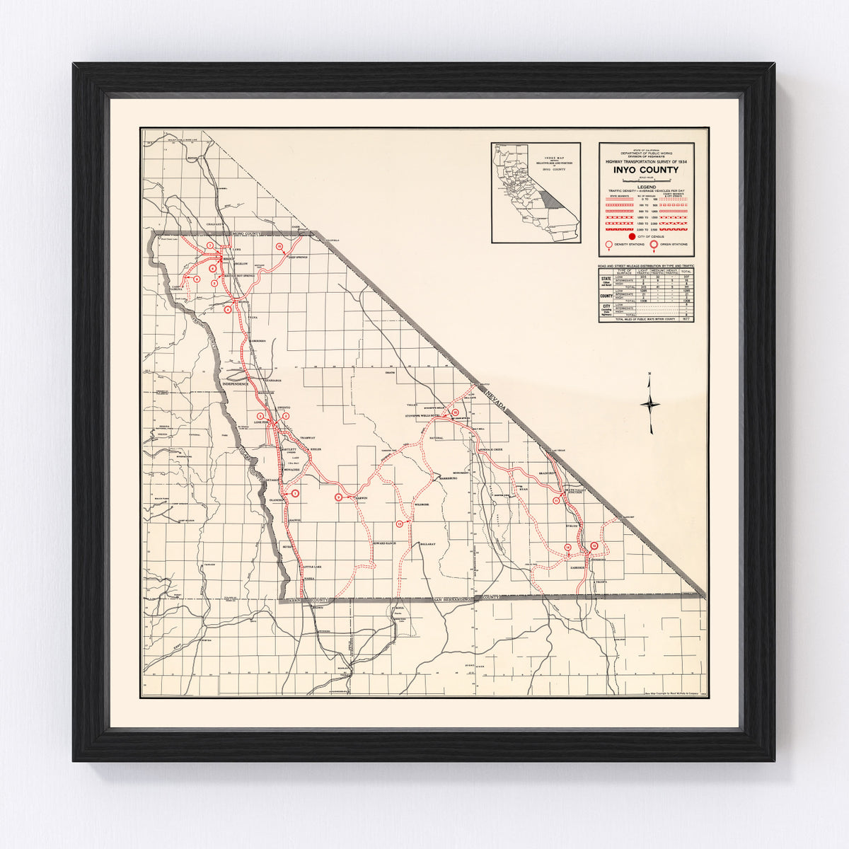 Inyo County Vintage Map 1935