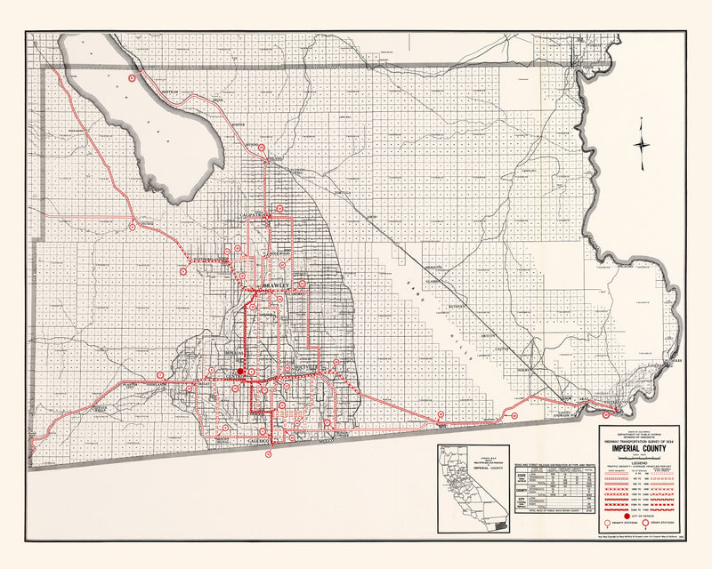 Size comparison using Vintage Map of Imperial County, California 1935