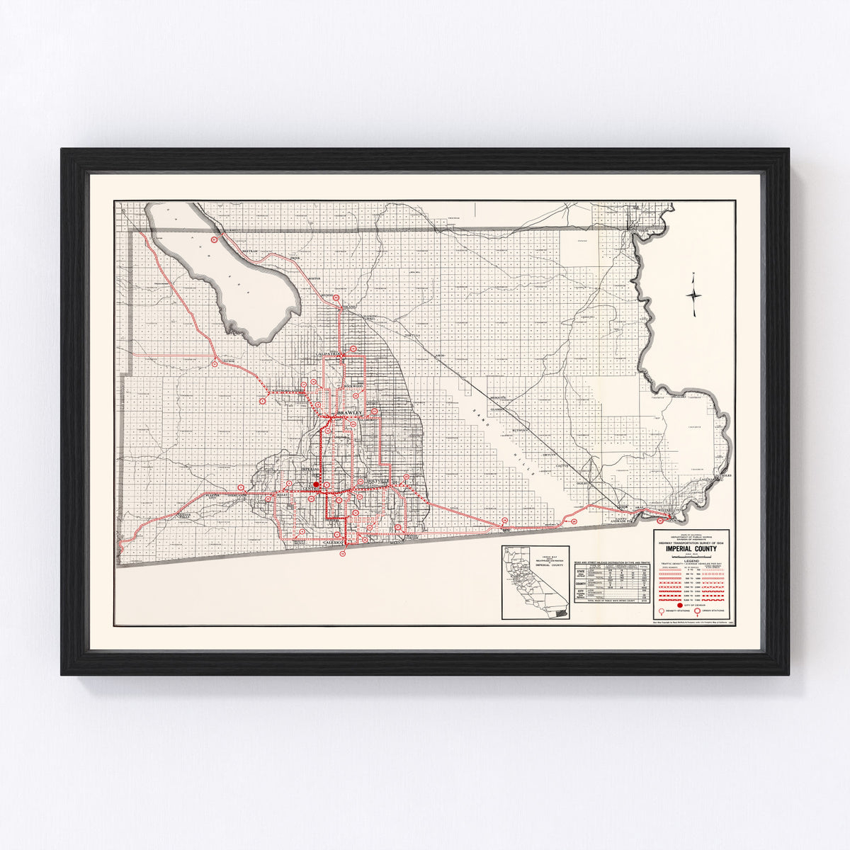 Imperial County Vintage Map 1935