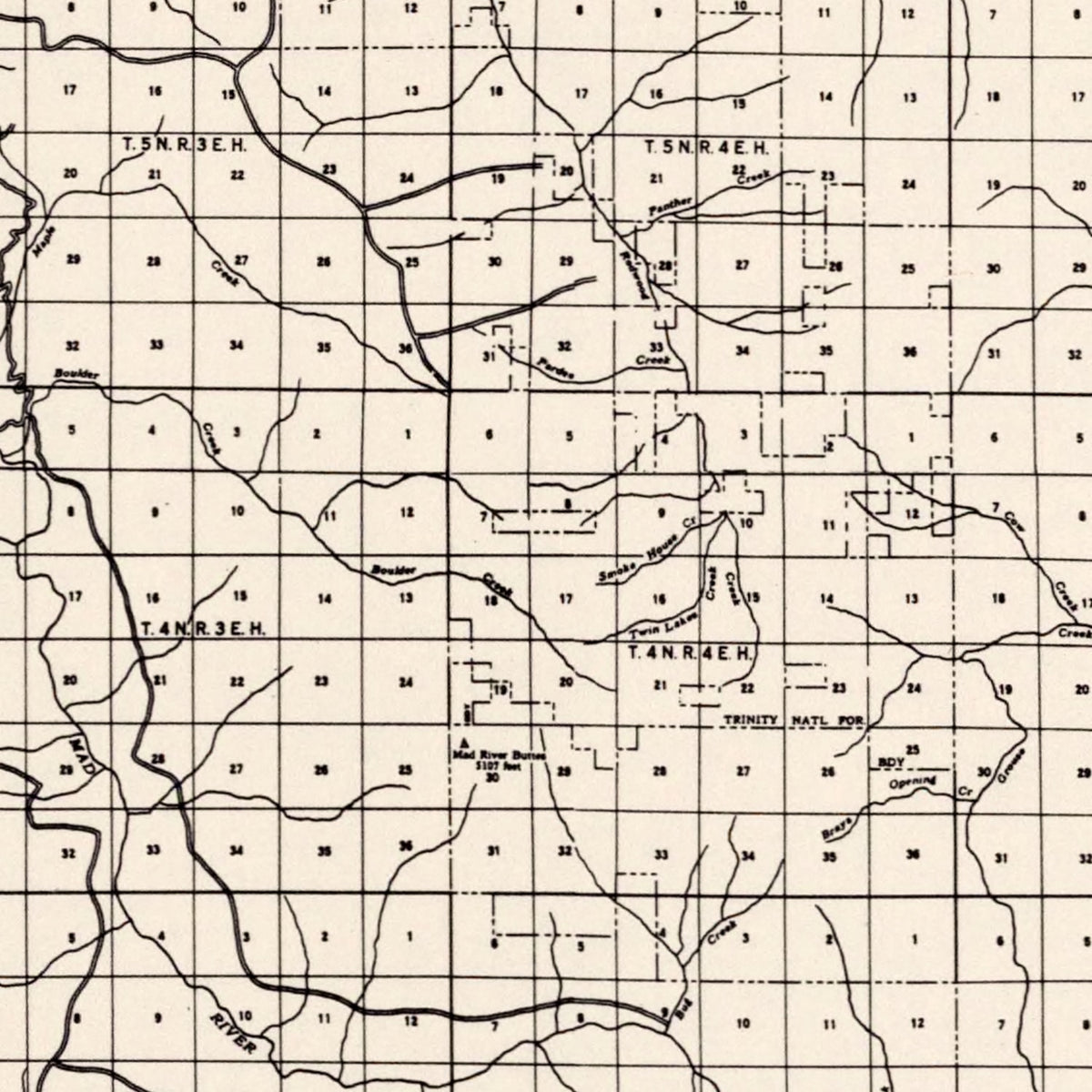 Restored historic details from the 1935 county map of Humboldt County, California