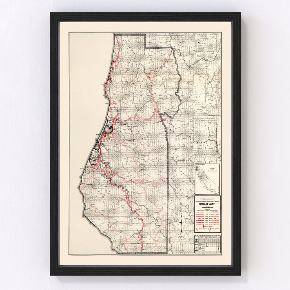 Humboldt County Vintage Map 1935