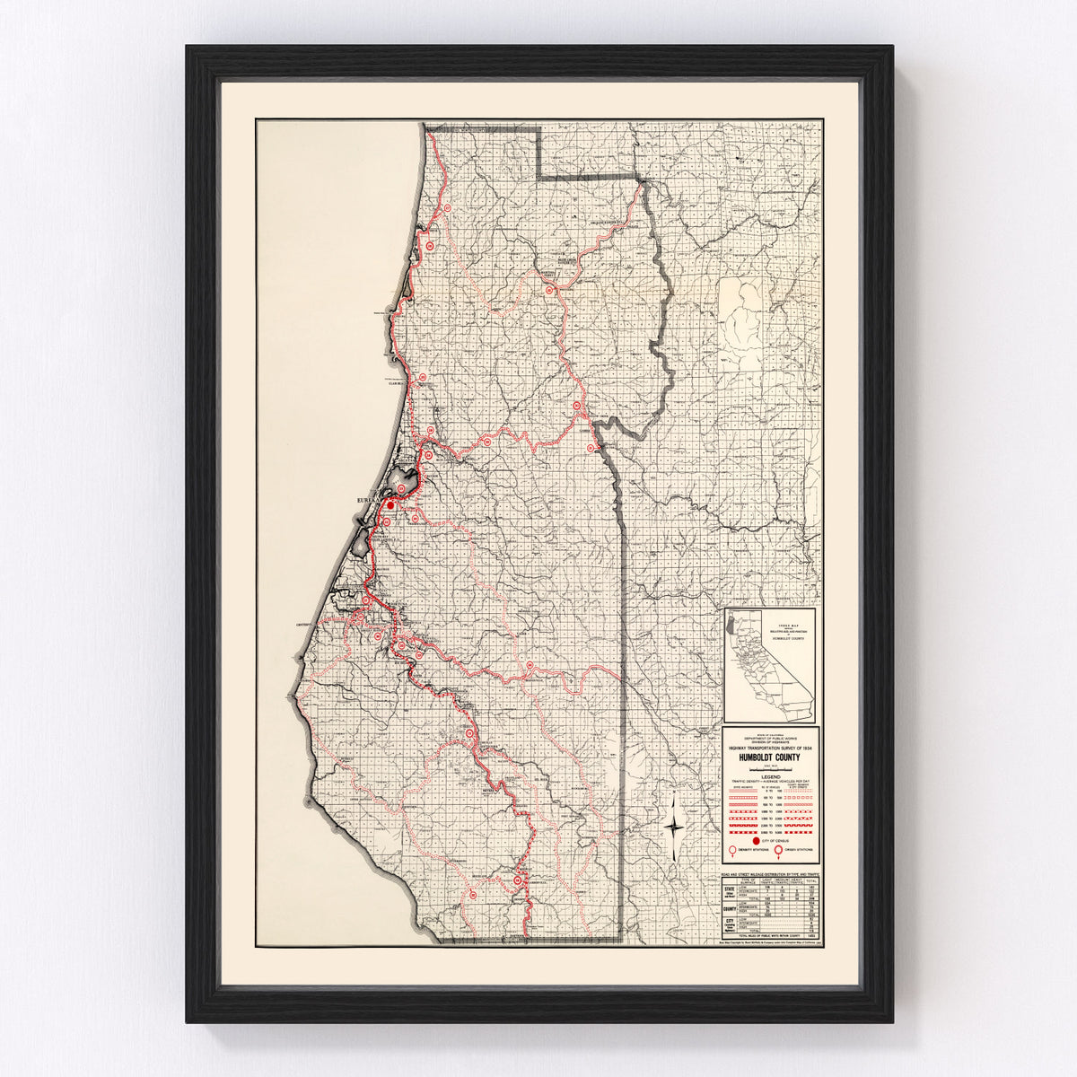 Humboldt County Vintage Map 1935