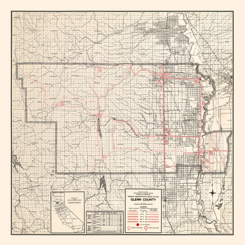 Size comparison using Vintage Map of Glenn County, California 1935